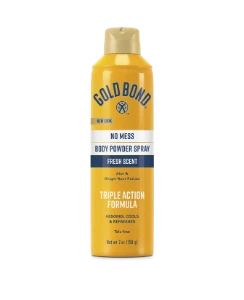 Front of Gold Bond No Mess Body Powder Spray – Fresh can